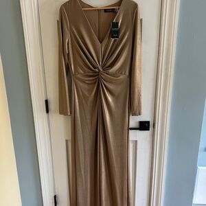 Twist-front Foil-print Jersey Gown by Lauren